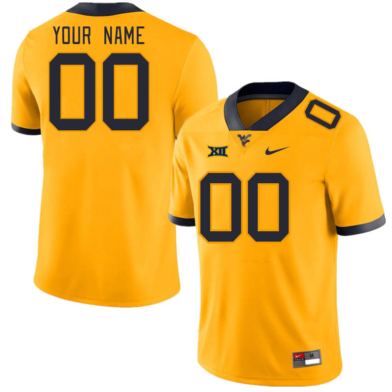 Custom West Virginia Mountaineers Name And Number College Football Jerseys Stitched-Gold